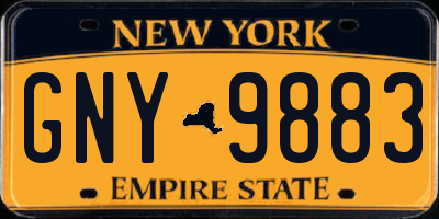 NY license plate GNY9883