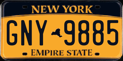 NY license plate GNY9885