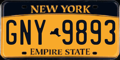 NY license plate GNY9893
