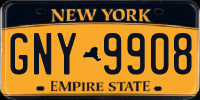 NY license plate GNY9908