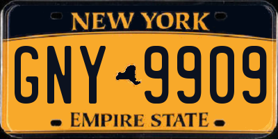 NY license plate GNY9909