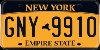 NY license plate GNY9910
