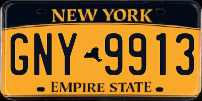 NY license plate GNY9913