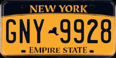 NY license plate GNY9928