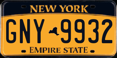 NY license plate GNY9932