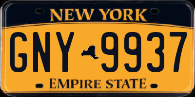 NY license plate GNY9937