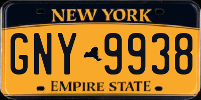 NY license plate GNY9938