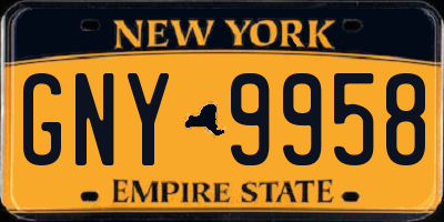 NY license plate GNY9958