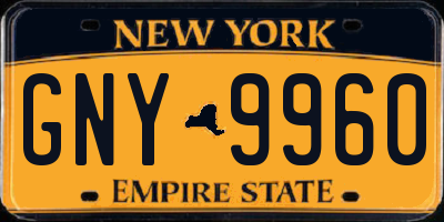 NY license plate GNY9960