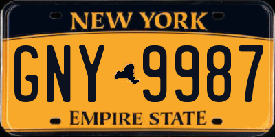NY license plate GNY9987