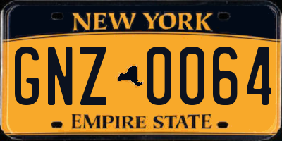 NY license plate GNZ0064