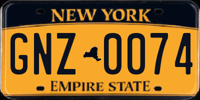 NY license plate GNZ0074