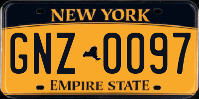 NY license plate GNZ0097