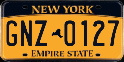 NY license plate GNZ0127