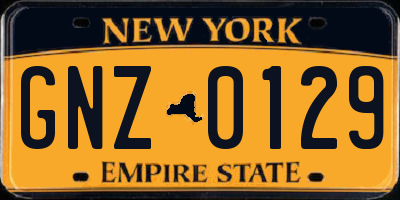 NY license plate GNZ0129