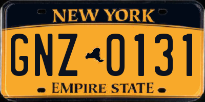 NY license plate GNZ0131