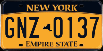 NY license plate GNZ0137