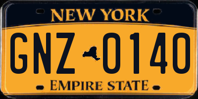 NY license plate GNZ0140