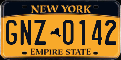 NY license plate GNZ0142