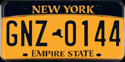 NY license plate GNZ0144