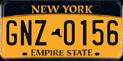 NY license plate GNZ0156