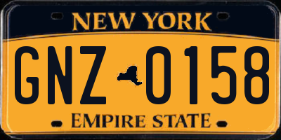 NY license plate GNZ0158