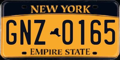 NY license plate GNZ0165