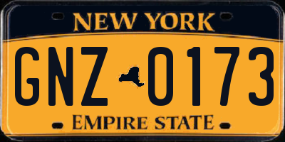 NY license plate GNZ0173