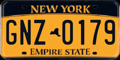 NY license plate GNZ0179