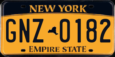 NY license plate GNZ0182