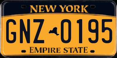 NY license plate GNZ0195