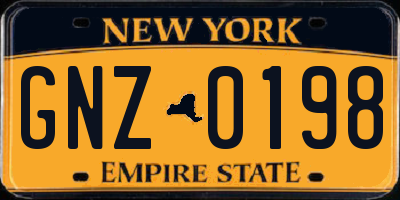 NY license plate GNZ0198