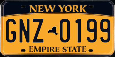 NY license plate GNZ0199