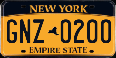 NY license plate GNZ0200