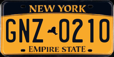 NY license plate GNZ0210