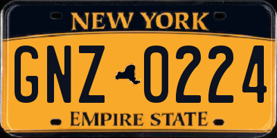 NY license plate GNZ0224