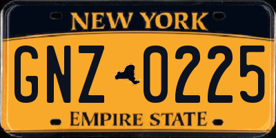 NY license plate GNZ0225