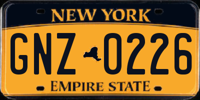 NY license plate GNZ0226