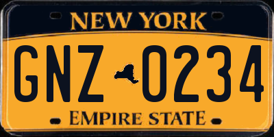 NY license plate GNZ0234