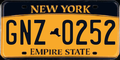 NY license plate GNZ0252