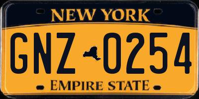 NY license plate GNZ0254