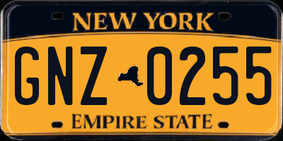 NY license plate GNZ0255