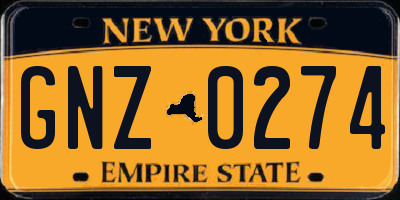 NY license plate GNZ0274
