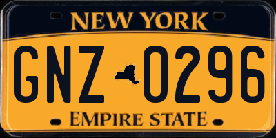 NY license plate GNZ0296