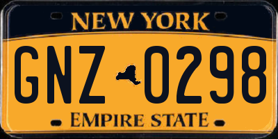 NY license plate GNZ0298