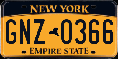 NY license plate GNZ0366