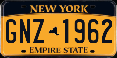 NY license plate GNZ1962