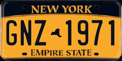 NY license plate GNZ1971