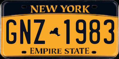NY license plate GNZ1983