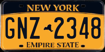 NY license plate GNZ2348